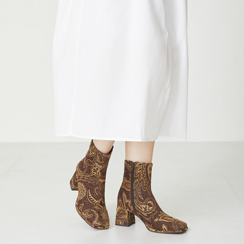 ORiental TRaffic「スクエアトゥヒールカラーブーツ/31418」|ショートブーツ|