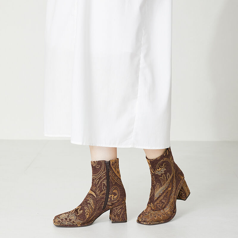 ORiental TRaffic「スクエアトゥヒールカラーブーツ/31418」|ショートブーツ|