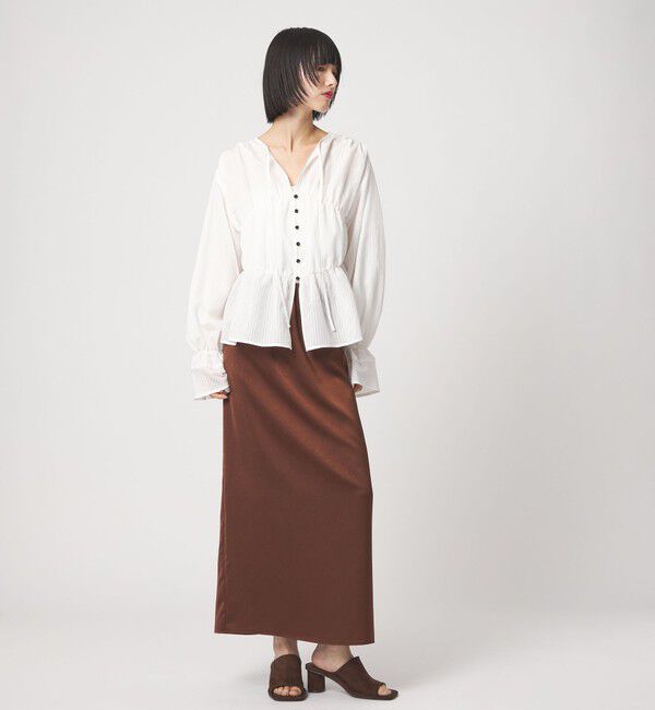 EMMEL REFINES「＜EMMEL REFINES＞EM ストライプ ギャザー ブラウス」|シャツ・ブラウス|