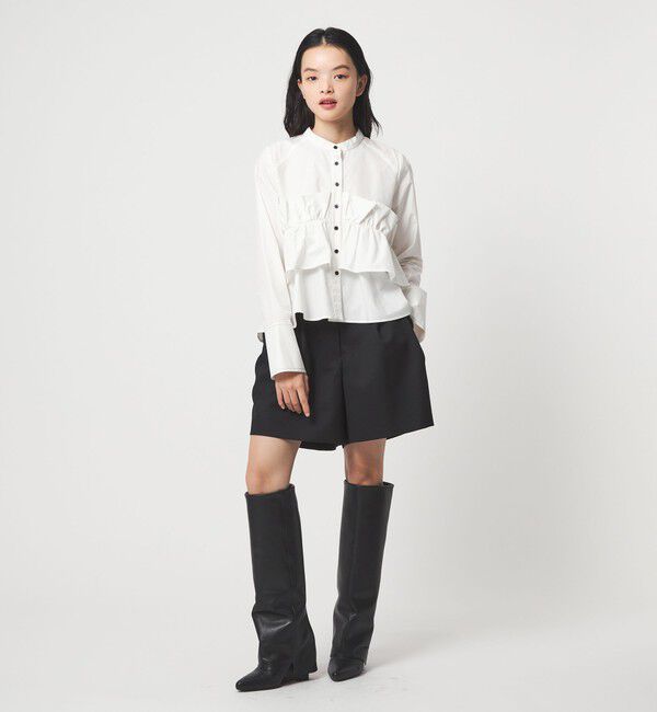 EMMEL REFINES「＜EMMEL REFINES＞EM バンドカラー フリルシャツ」|シャツ・ブラウス|