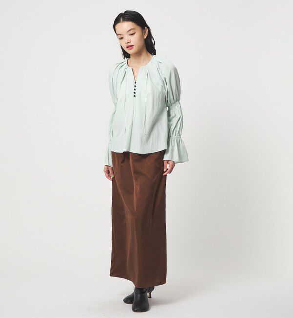 EMMEL REFINES「＜EMMEL REFINES＞EM フロントボタン ソデシャーリング ブラウス」|シャツ・ブラウス|