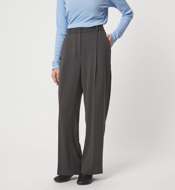 EMMEL REFINES「＜EMMEL REFINES＞EM センタープレス トロミ パンツ」|チノ|DK.GRAY