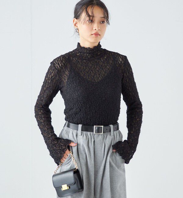 SHIPS for women「〈手洗い可能〉リンクル フラワー レース タートル 」|Tシャツ・カットソー|