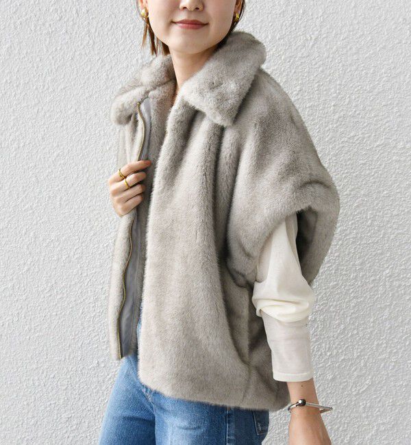 SHIPS for women「【WEB限定】グラデーション ファー ジップ ベスト」|その他|