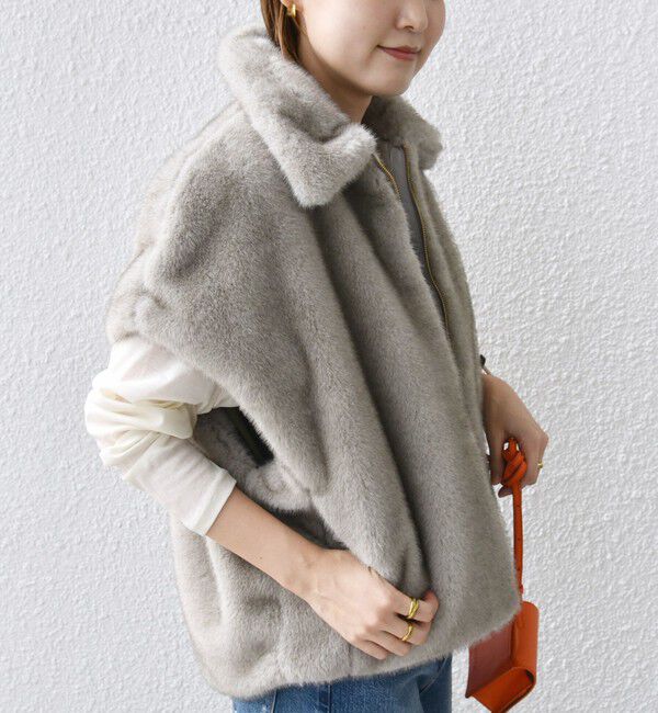 SHIPS for women「【WEB限定】グラデーション ファー ジップ ベスト」|その他|