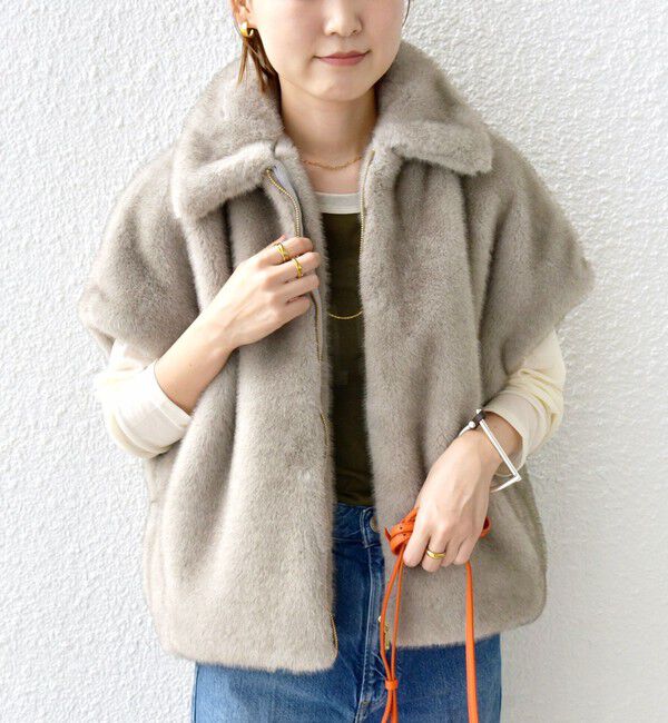 SHIPS for women「【WEB限定】グラデーション ファー ジップ ベスト」|その他|