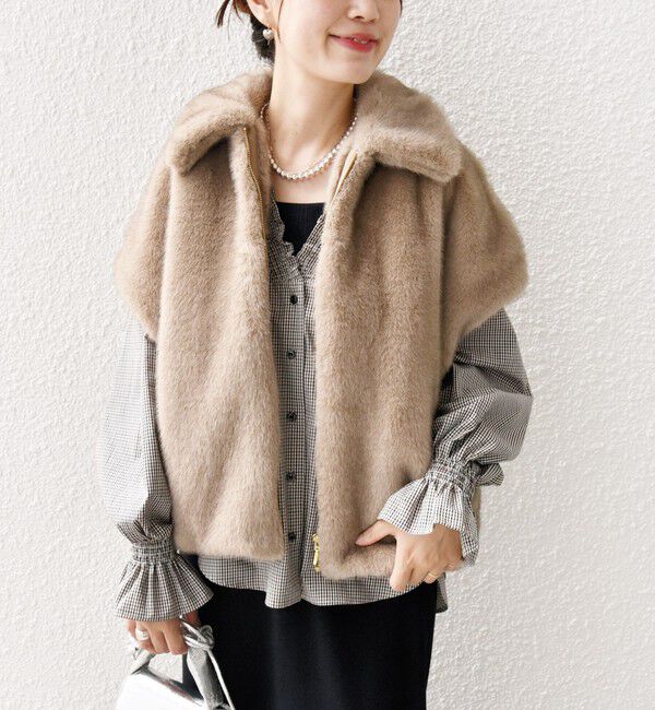 SHIPS for women「【WEB限定】グラデーション ファー ジップ ベスト」|その他|