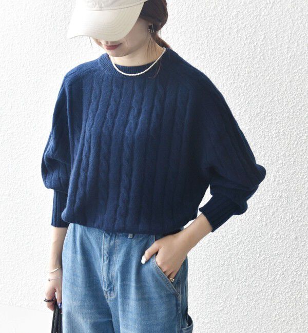 SHIPS any「【WEB限定】SHIPS any:〈手洗い可能〉ヤク ケーブル クルーネック ニット プルオーバー 2」|ニット・セーター|