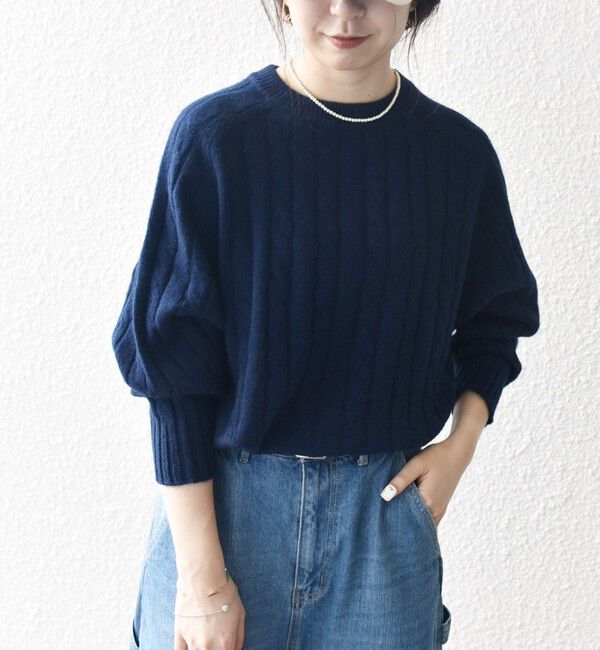 SHIPS any「【WEB限定】SHIPS any:〈手洗い可能〉ヤク ケーブル クルーネック ニット プルオーバー 2」|ニット・セーター|