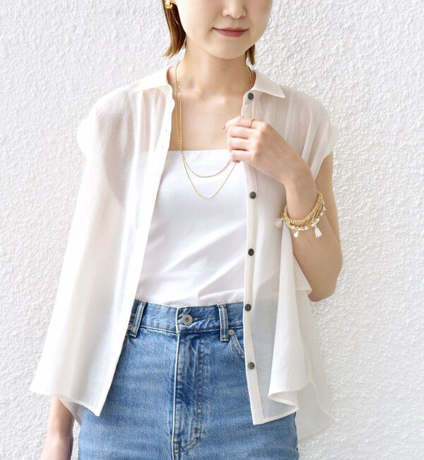 SHIPS for women「【WEB限定】〈洗濯機可能〉シアー リネンライク バック フリル ブラウス」|シャツ・ブラウス|