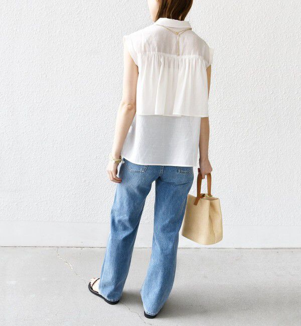 SHIPS for women「【WEB限定】〈洗濯機可能〉シアー リネンライク バック フリル ブラウス」|シャツ・ブラウス|