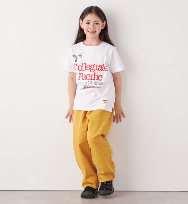 SHIPS any「【SHIPS any別注】Collegiate Pacific:〈洗濯機可能〉Vガゼット プリント & 刺繍 Tシャツ<KIDS>」|Tシャツ・カットソー|