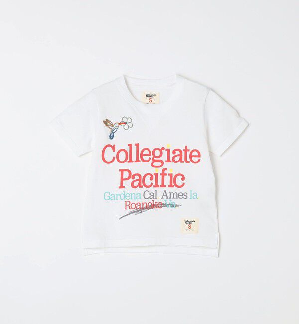 SHIPS any「【SHIPS any別注】Collegiate Pacific:〈洗濯機可能〉Vガゼット プリント & 刺繍 Tシャツ<KIDS>」|Tシャツ・カットソー|