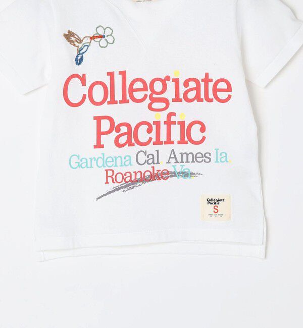 SHIPS any「【SHIPS any別注】Collegiate Pacific:〈洗濯機可能〉Vガゼット プリント & 刺繍 Tシャツ<KIDS>」|Tシャツ・カットソー|