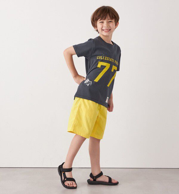 SHIPS any「【SHIPS any別注】Collegiate Pacific:〈洗濯機可能〉Vガゼット プリント & 刺繍 Tシャツ<KIDS>」|Tシャツ・カットソー|