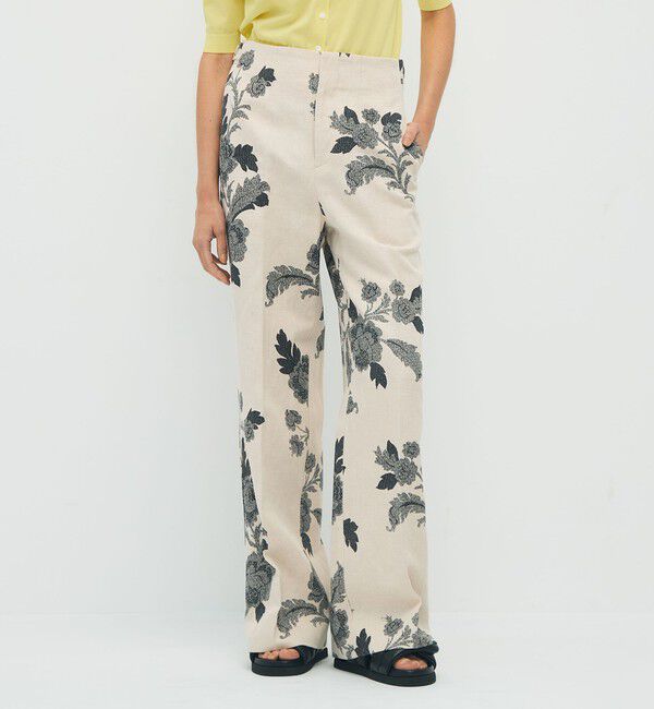 CABaN「モノトーンフラワープリント フレアパンツ」|チノ|