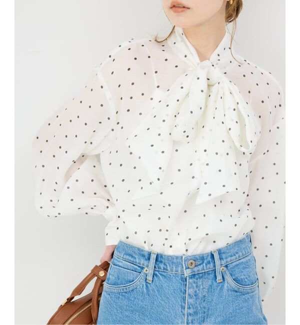 SLOBE IENA「《WEB限定/追加予約》ボウタイブラウス」|シャツ・ブラウス|ホワイト A