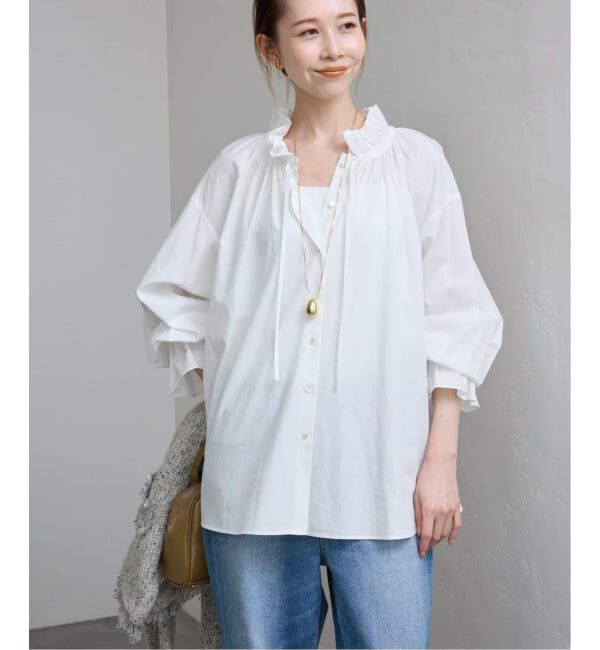 SLOBE IENA「《追加予約》タイプライターフリルブラウス」|シャツ・ブラウス|