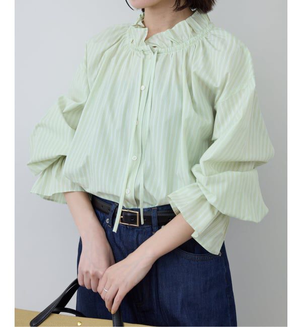 SLOBE IENA「《追加予約》タイプライターフリルブラウス」|シャツ・ブラウス|