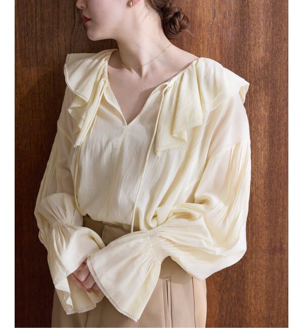 IENA「《予約》フリルピンタックブラウス」|シャツ・ブラウス|イエロー