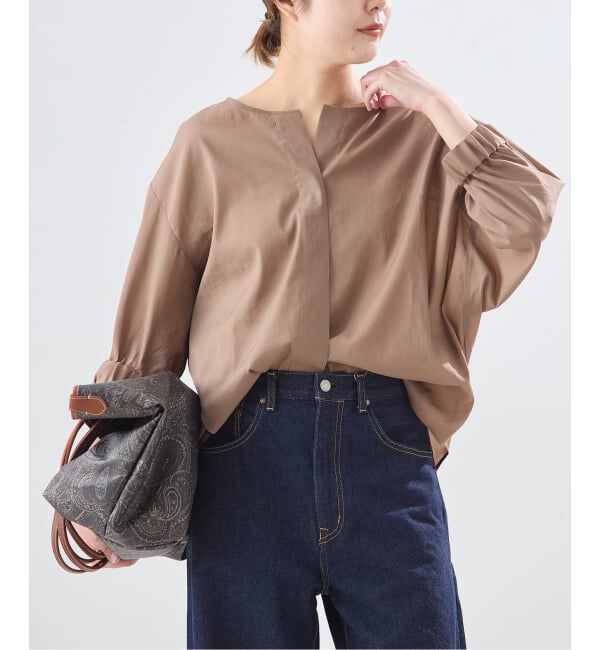 journal standard L'essage「《追加予約》オーガンジーニュアンスノーカラーシャツ」|シャツ・ブラウス|ブラウン B