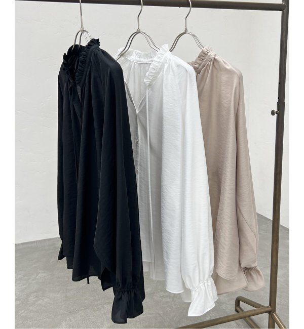 Spick and Span「≪追加2≫ハイブリットフリルカラーボリュームスリーブブラウス」|シャツ・ブラウス|