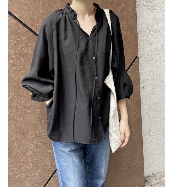 Spick and Span「≪追加2≫ハイブリットフリルカラーボリュームスリーブブラウス」|シャツ・ブラウス|