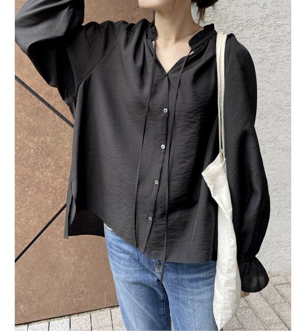 Spick and Span「≪追加2≫ハイブリットフリルカラーボリュームスリーブブラウス」|シャツ・ブラウス|