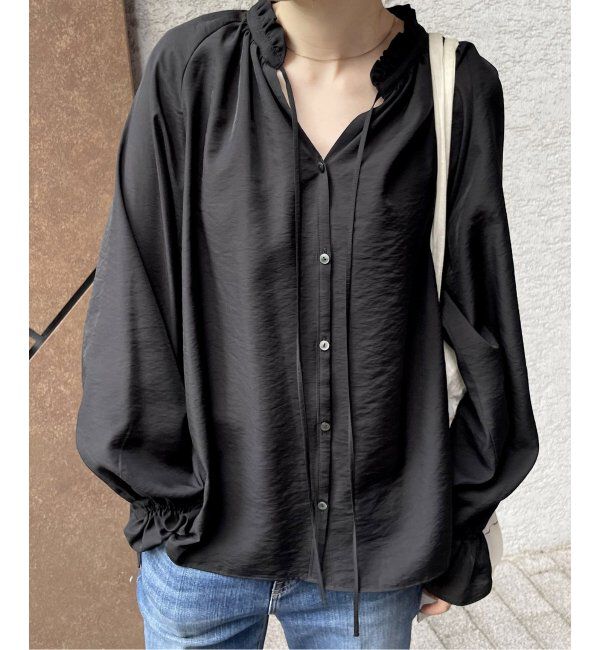 Spick and Span「≪追加2≫ハイブリットフリルカラーボリュームスリーブブラウス」|シャツ・ブラウス|