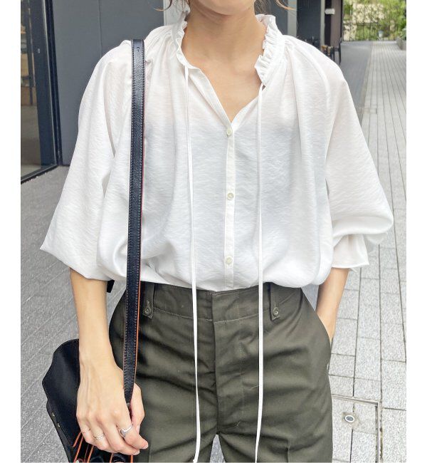 Spick and Span「≪追加2≫ハイブリットフリルカラーボリュームスリーブブラウス」|シャツ・ブラウス|