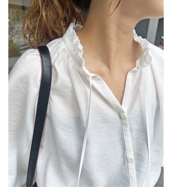 Spick and Span「≪追加2≫ハイブリットフリルカラーボリュームスリーブブラウス」|シャツ・ブラウス|