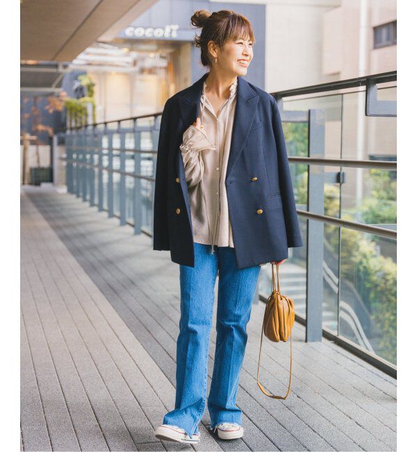 Spick and Span「≪追加2≫ハイブリットフリルカラーボリュームスリーブブラウス」|シャツ・ブラウス|