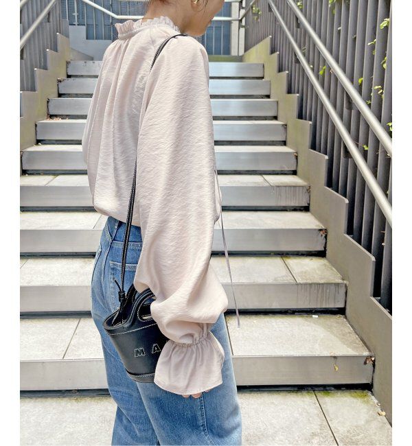 Spick and Span「≪追加2≫ハイブリットフリルカラーボリュームスリーブブラウス」|シャツ・ブラウス|