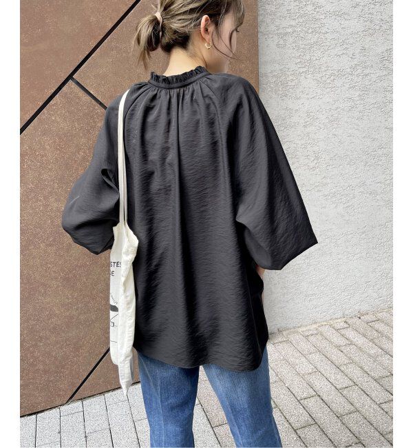 Spick and Span「≪追加2≫ハイブリットフリルカラーボリュームスリーブブラウス」|シャツ・ブラウス|