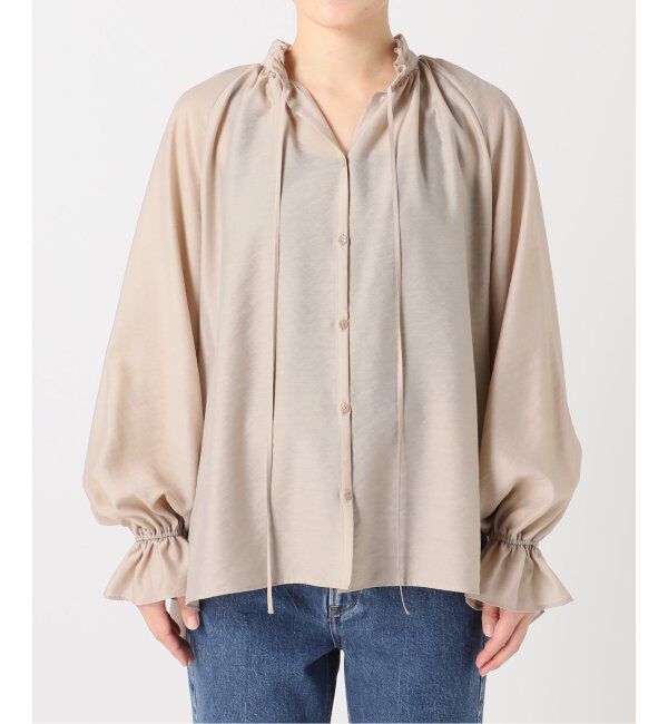 Spick and Span「≪追加2≫ハイブリットフリルカラーボリュームスリーブブラウス」|シャツ・ブラウス|