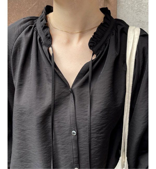 Spick and Span「≪追加2≫ハイブリットフリルカラーボリュームスリーブブラウス」|シャツ・ブラウス|