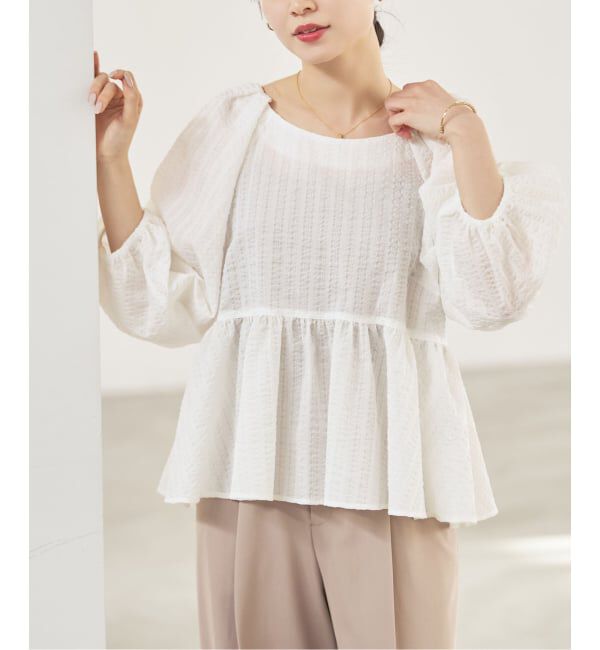 NOBLE「《予約》オーガンジーリップルラグランブラウス」|シャツ・ブラウス|