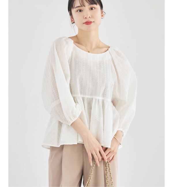 NOBLE「《予約》オーガンジーリップルラグランブラウス」|シャツ・ブラウス|
