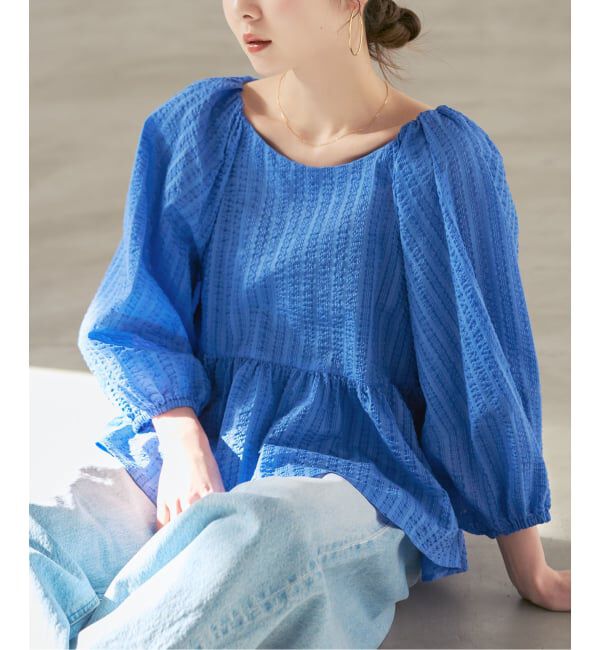 NOBLE「《予約》オーガンジーリップルラグランブラウス」|シャツ・ブラウス|
