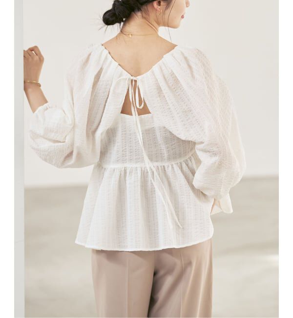 NOBLE「《予約》オーガンジーリップルラグランブラウス」|シャツ・ブラウス|ホワイト