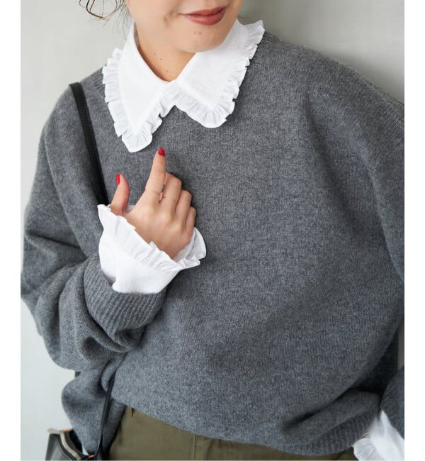 Spick and Span「《追加予約》フリルカラーブラウス」|シャツ・ブラウス|ホワイト