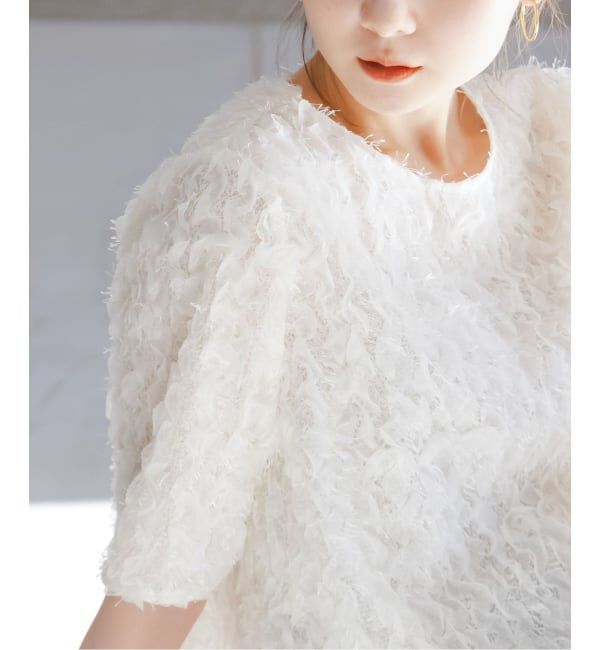 NOBLE「《予約》フェザーフリルハーフスリーブブラウス」|シャツ・ブラウス|