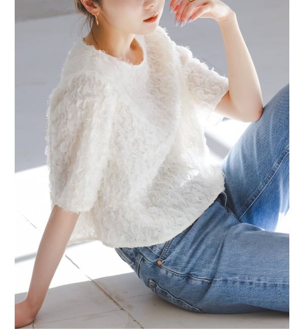 NOBLE「《予約》フェザーフリルハーフスリーブブラウス」|シャツ・ブラウス|