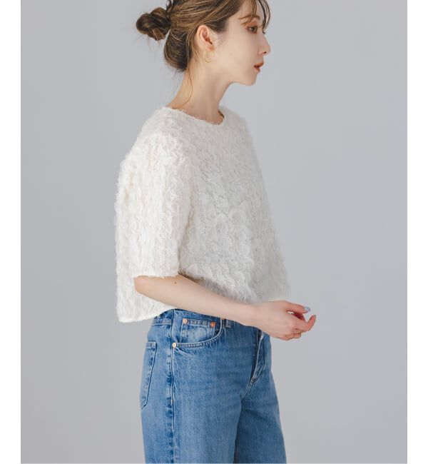 NOBLE「《予約》フェザーフリルハーフスリーブブラウス」|シャツ・ブラウス|