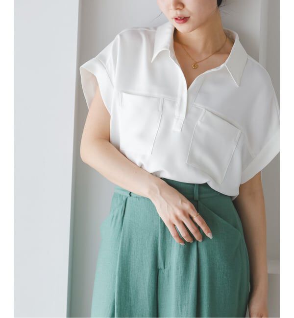 NOBLE「《予約》ワークディテールノースリブラウス」|シャツ・ブラウス|ホワイト