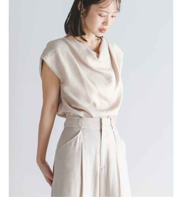 NOBLE「《予約》ファジーリネンタックショルダーブラウス」|シャツ・ブラウス|