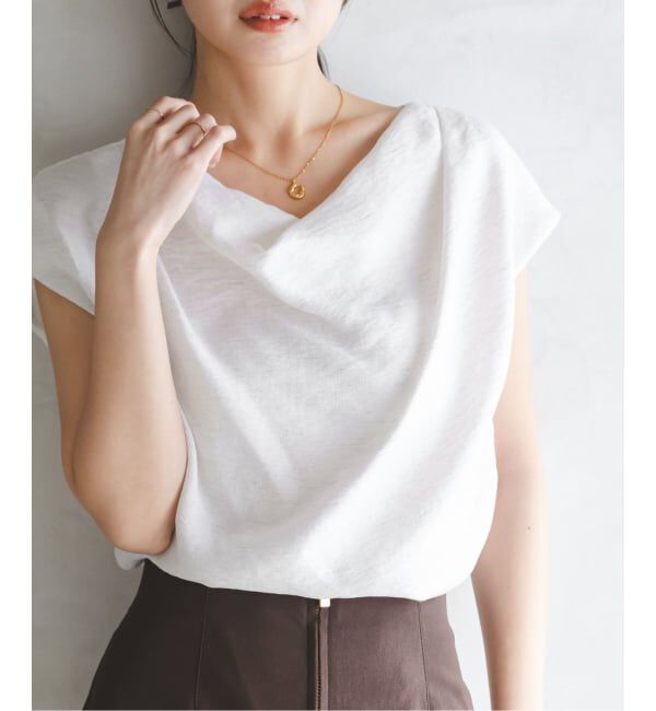 NOBLE「《予約》ファジーリネンタックショルダーブラウス」|シャツ・ブラウス|