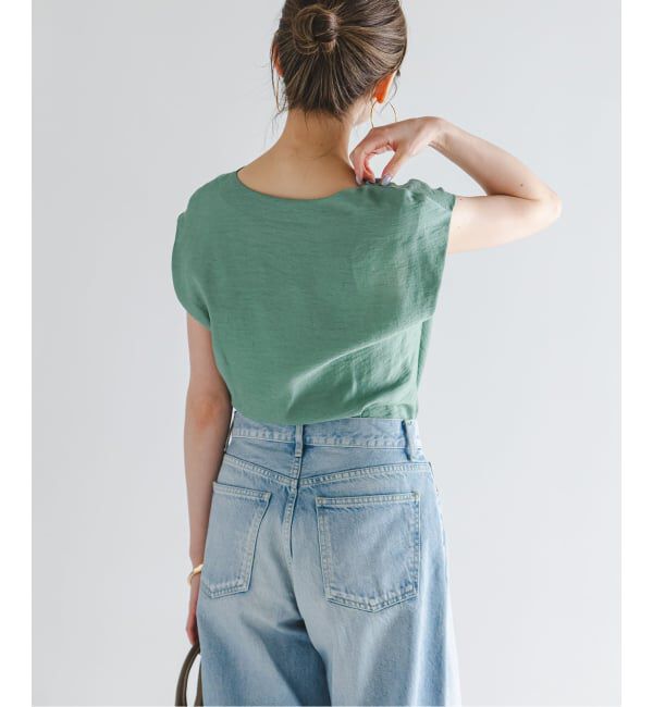 NOBLE「《予約》ファジーリネンタックショルダーブラウス」|シャツ・ブラウス|