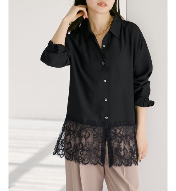 NOBLE「《予約》トリミングレースシアーブラウス」|シャツ・ブラウス|