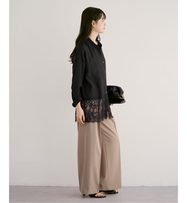 NOBLE「《予約》トリミングレースシアーブラウス」|シャツ・ブラウス|